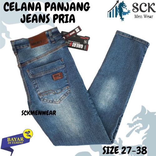 Celana Jeans Pria GREAT FEEL Straight semi Stretch Standar / Celana Jeans Pria Straight Panjang Casual / Pakaian Pria - sckmenwear GROSIR