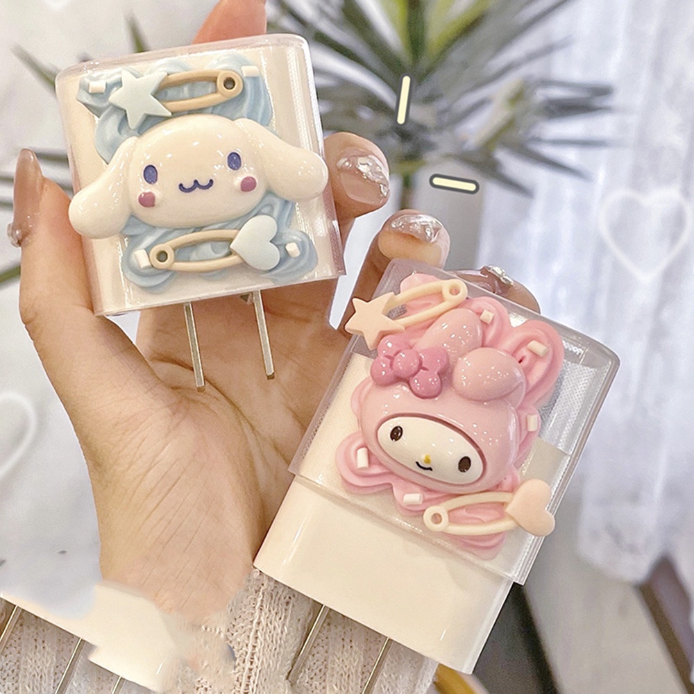 Case Pelindung Silica Gel Charger Transparan Kartun Lucu Untuk iPhone 18w/20w Cas Kepala Dan Case Pelindung Kabel Data