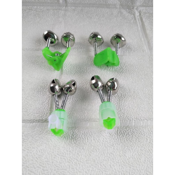 Bel pancing kerincingan double model jepit dan ulir di ujung joran