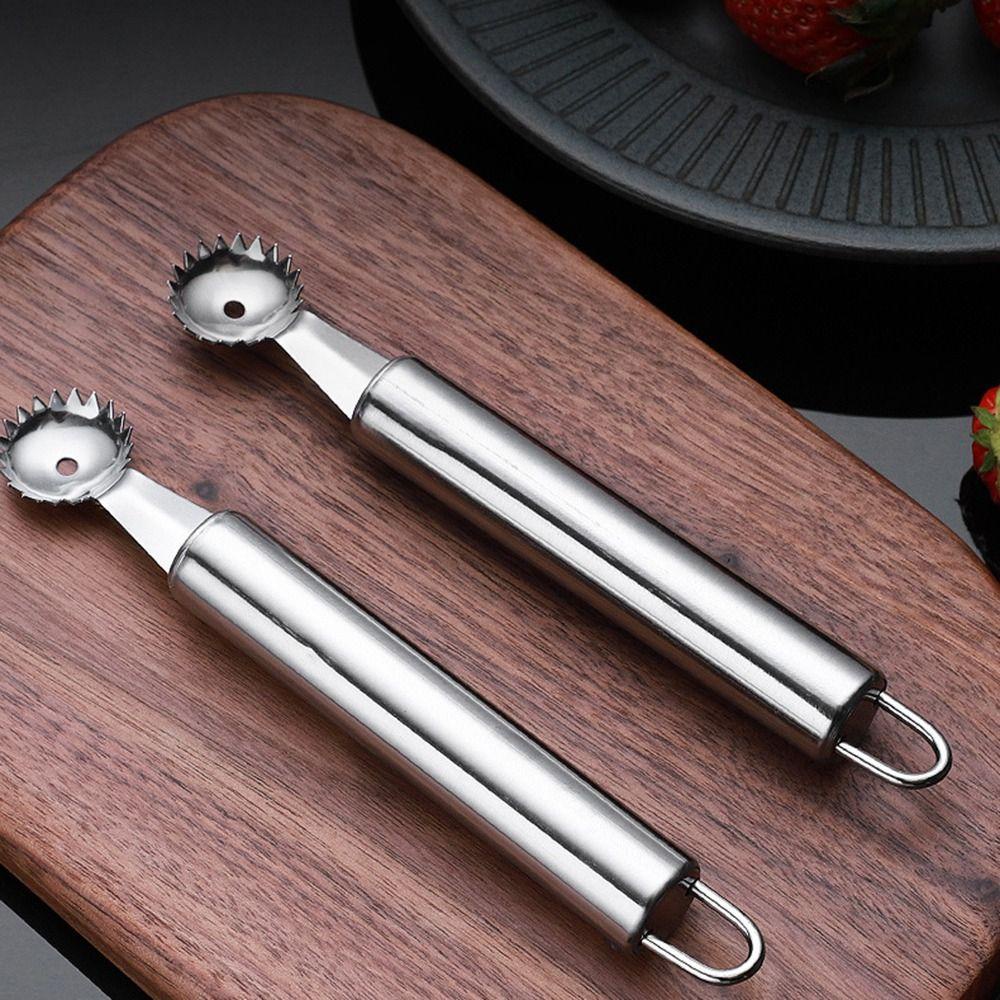 [Elegan] Strawberry Huller Alat Sayur Dapur Cherry Stainless Steel Tangkai Pengambil Pengupas Daun Tomat