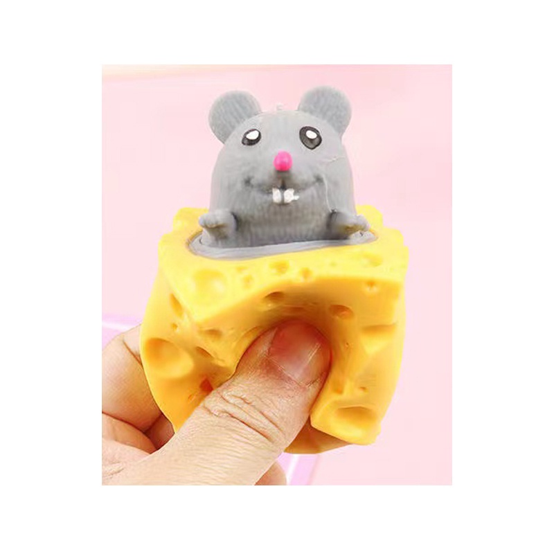 Mainan Pop it Squishy Karet Silikon / Mainan tikus Keju Lucu Remasan / Mainan Penghilang Stres