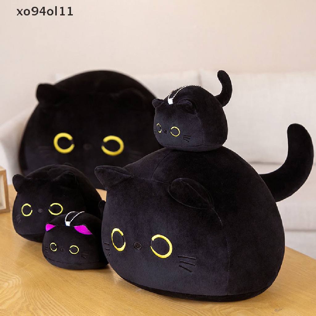 Xo10/25cm Kucing Hitam Bantal Lucu Boneka Mewah Liontin Gantungan Kunci Dekorasi OL