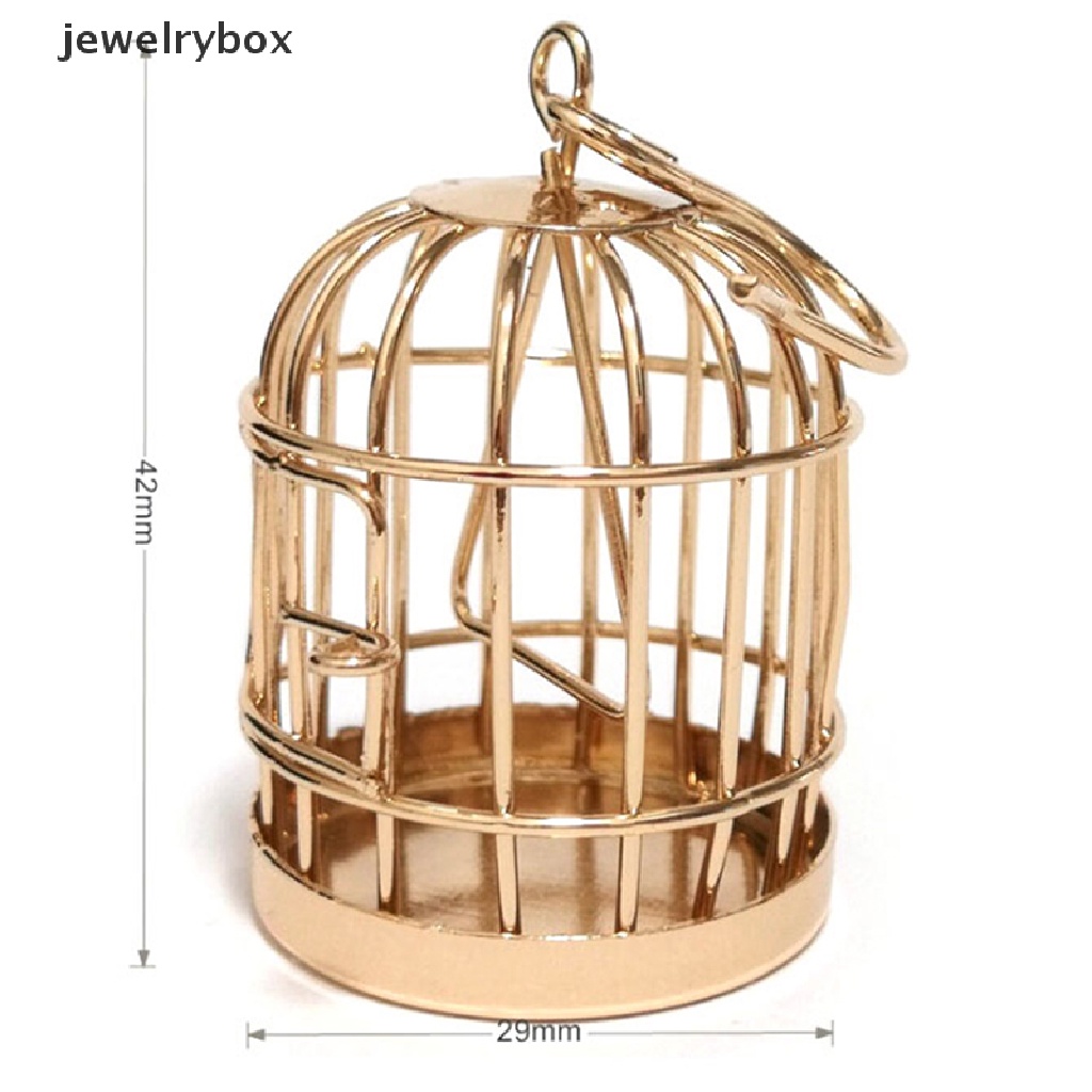 [jewelrybox] 1: 12aksesoris Rumah Boneka Miniatur Logam Emas Sangkar Burung Rumah Boneka birdcage Boutique