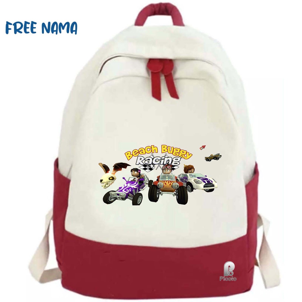 TAS RANSEL BACKPACK ANAK SEKOLAH MOTIF GAME BEACH BUGGY RACING UNISEX (FREE NAMA)