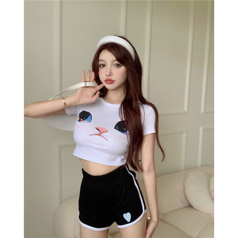 TJM BJ360 Baju Crop Top Atasan Wanita Lengan Pendek Korean Syle