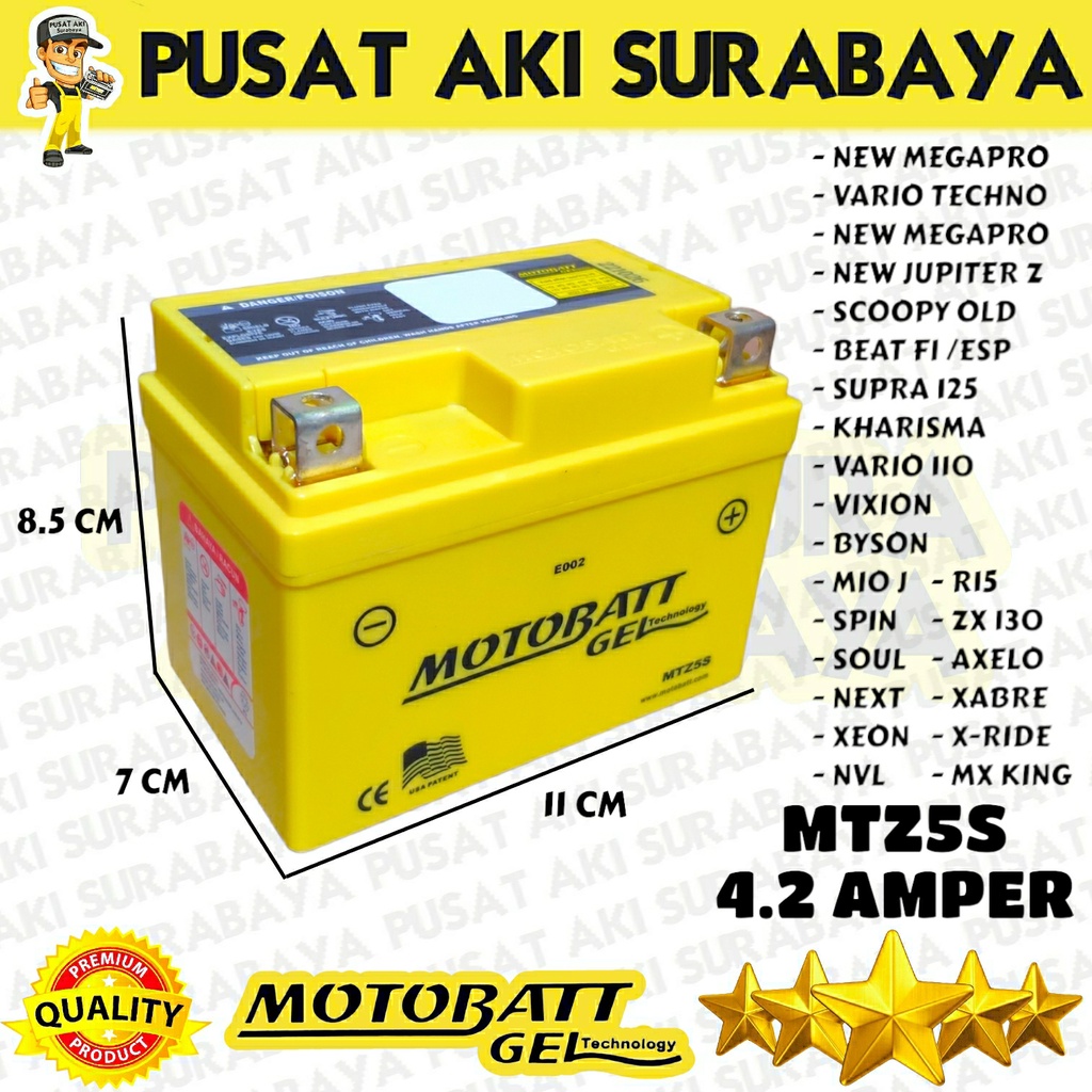 ORIGINAL SALE AKI GEL MOTOBATT MTZ5S YAMAHA JUPITER Z NEW ABSOLUTE REVO 110 REVO 100 REVO OLD DTZ5S YTZ4V YTZ5S GTZ5S 12V