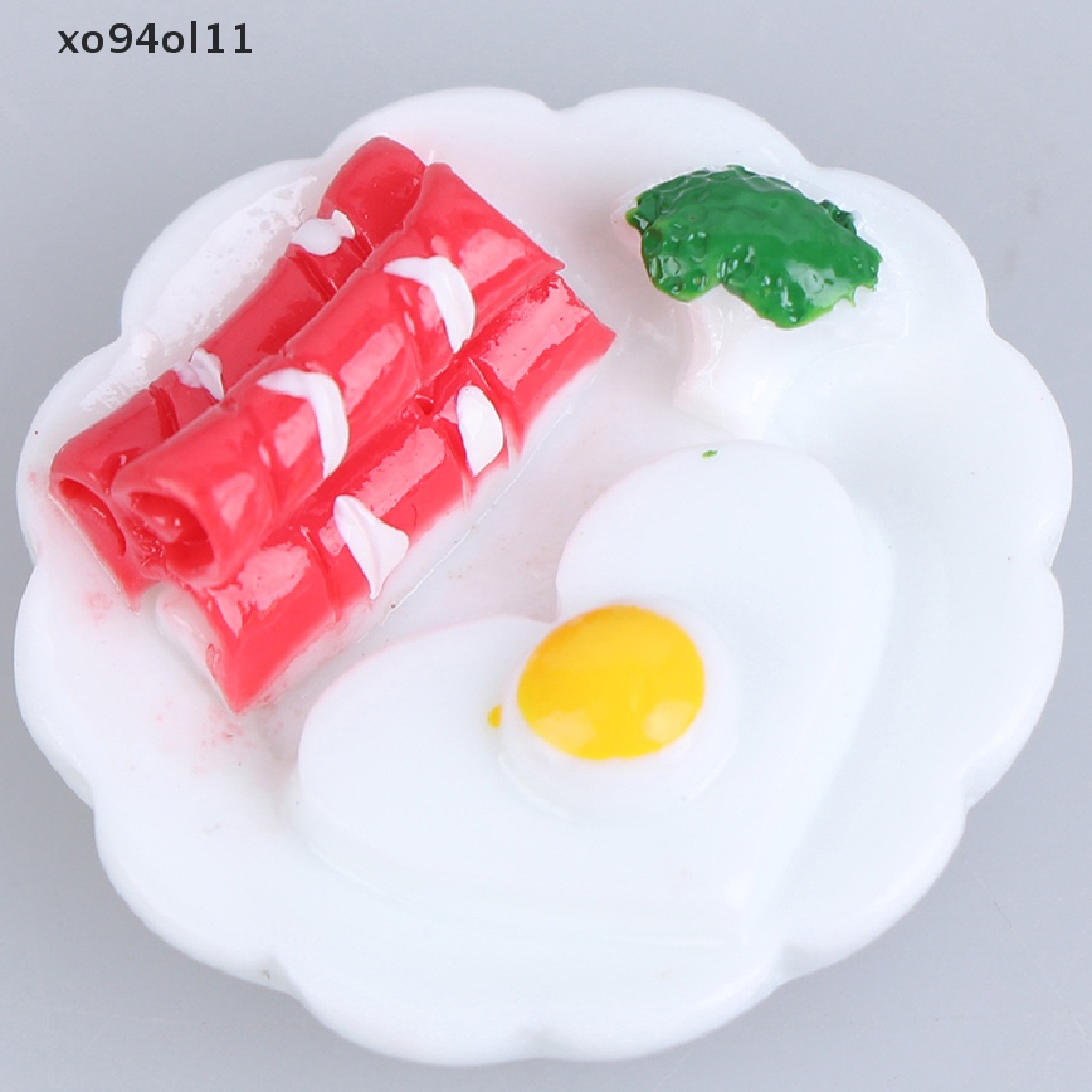 Xo 5pcs1per12rumah Boneka Miniatur Sarapan Piring Telur Roti Boneka Aksesoris Rumah OL