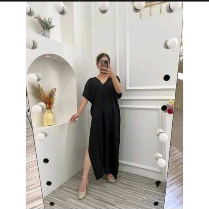 Long Dress Nagita Bahan Cringkel Airflow/Dress Wanita