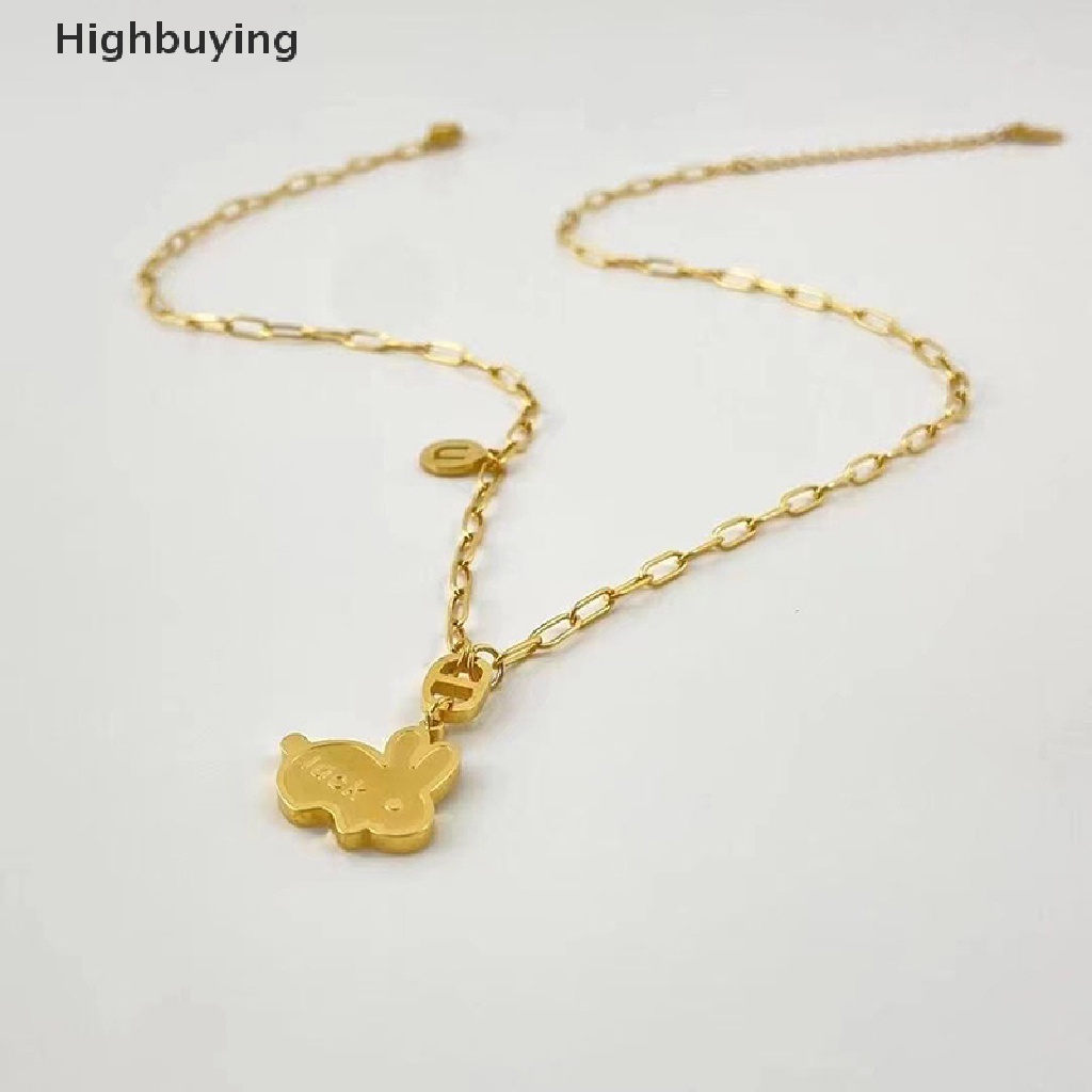 Hbid Kartun Kawaii Keberuntungan Kelinci Liontin Choker Kalung Untuk Wanita Warna Emas Geometris Kalung Fashion Trendi Wanita Kerah Perhiasan Glory