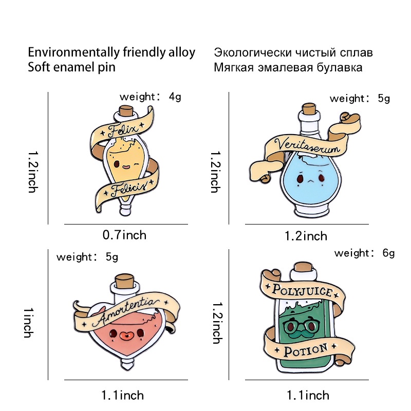 Kartun Warna-Warni Botol Ramuan Enamel Pin Penyihir Penyihir Penyihir Bros Lencana Kerah Pin Aksesoris Pakaian Hadiah Halloween