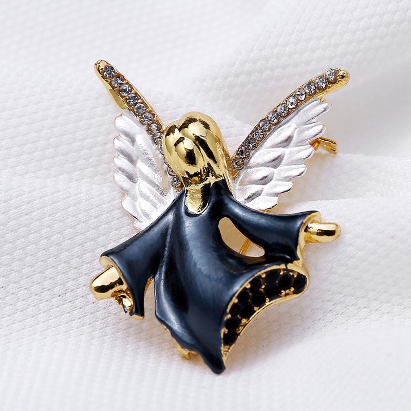 Cute Angel Alloy Bros Untuk Wanita Gadis Enamel Retro Berlian Imitasi Pernikahan Lapel Pin Brooch Perhiasan Hadiah