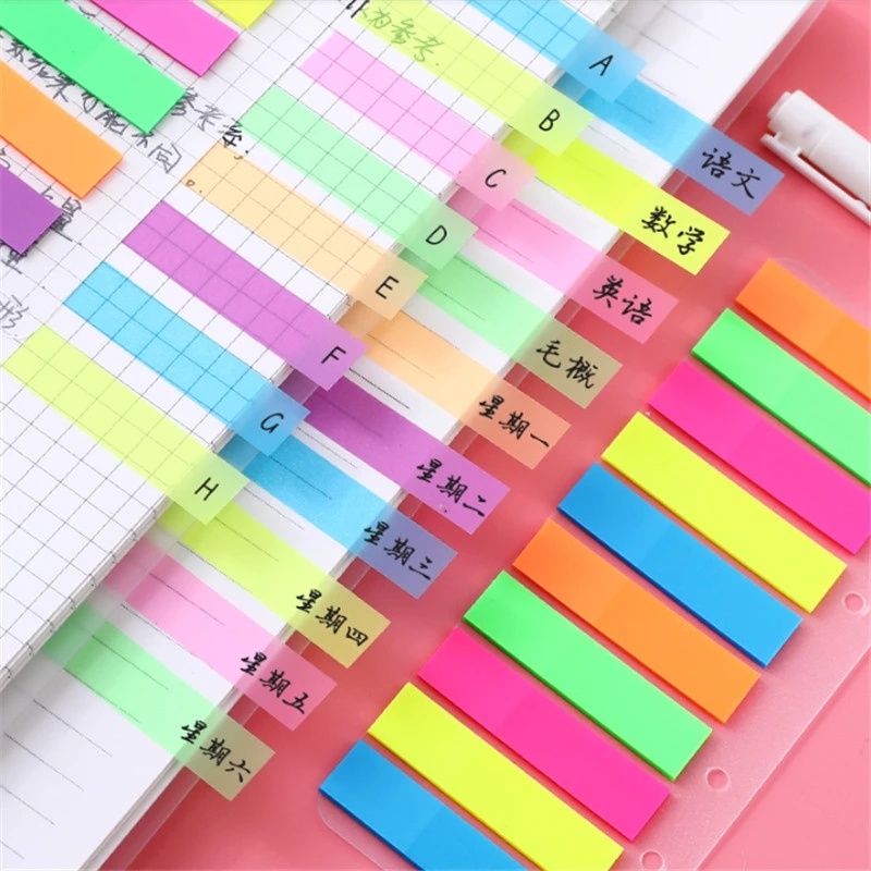 5warna Sticky Note Stiker Scrapbooking Fluorescent Index Notepad Sketchbook Planner Kantor Sekolah Supply Alat Tulis