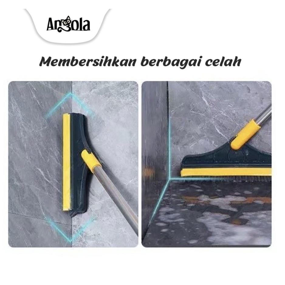 Sikat Dorong Lantai Dengan Wiper D48 Alat Pembersih Lantai Kaca 2IN1 Sikat Toilet