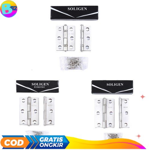 Engsel Tipis Plat SOLIGEN Engsel Pintu Lemari Jendela 2 inch 2,5 inch B82 PROMO Engsel Tipis Stainle