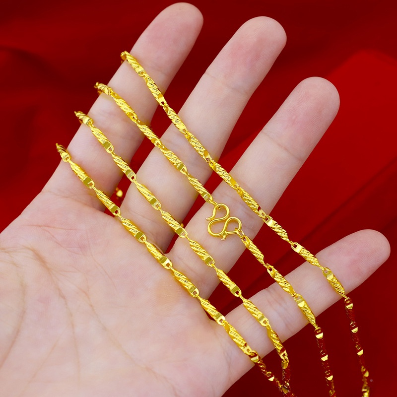 Goldkingdom Perhiasan Fashion Emas Asli Kadar 375Bangkok Aksesoris Ready Stock Gilt Pria Dan Wanita Retro Tebal 2.5mm Kalung Minimalis Dan Mendominasi