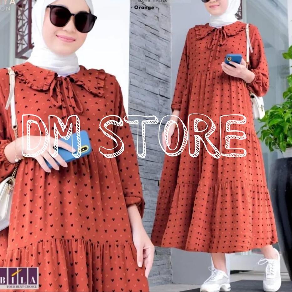 Beli Dongh6H1t NEW,,, gamis wanita terlaris 2022 / Midi Dress Dotty Gamis Home Dress Busui Katun Cri