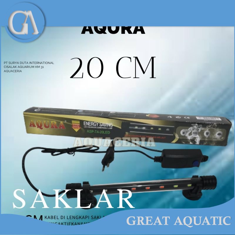 Lampu celup aquarium 20cm AQURA ASP-T4-20LED Lampu celup LED aquarium mini 20cm