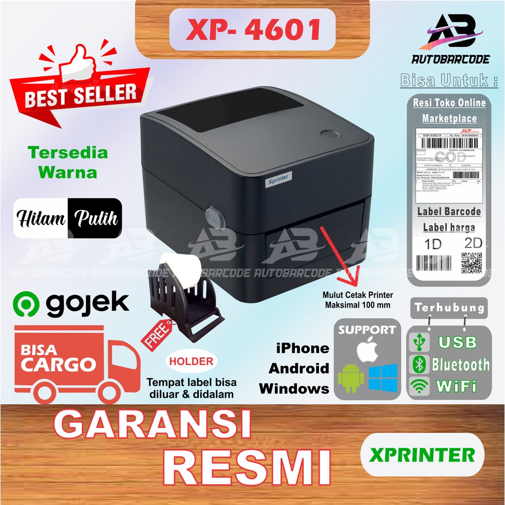 Printer Label Thermal Xprinter XP4601 / XP 4601 / XP-4601 / Ukuran 110MM A6 Koneksi USB Bluetooth WIFI