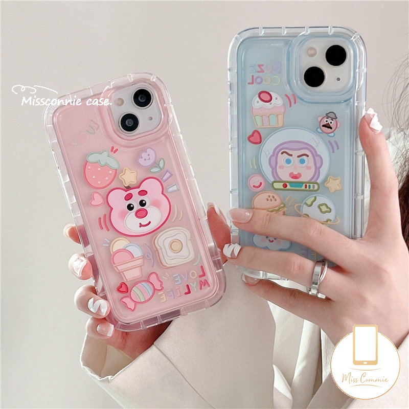 Kartun Kirby Cherry Candy Airbag Casing Realme C53 C55 C30 7i C17 9i C21Y C15 C12 C25 C11 C25s C35 5 C33 C25Y 6i 5i 5s C3 C20A C20 Cute Strawberry Bear Manyo Shockproof Soft Cover