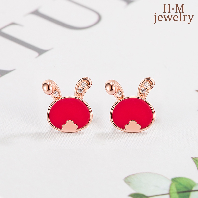 Bunny Temperature-Sensitif Warna-Berubah Telinga Giwang Bermutu Tinggi2023Tahun Baru Anting Merah Hadiah