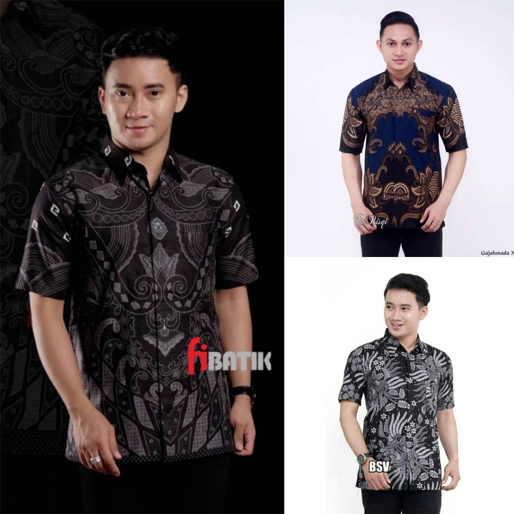 GROSIR BATIK HEM PRIA LENGAN PENDEK BERAGAM MOTIF BAHAN ADEM NYAMAN