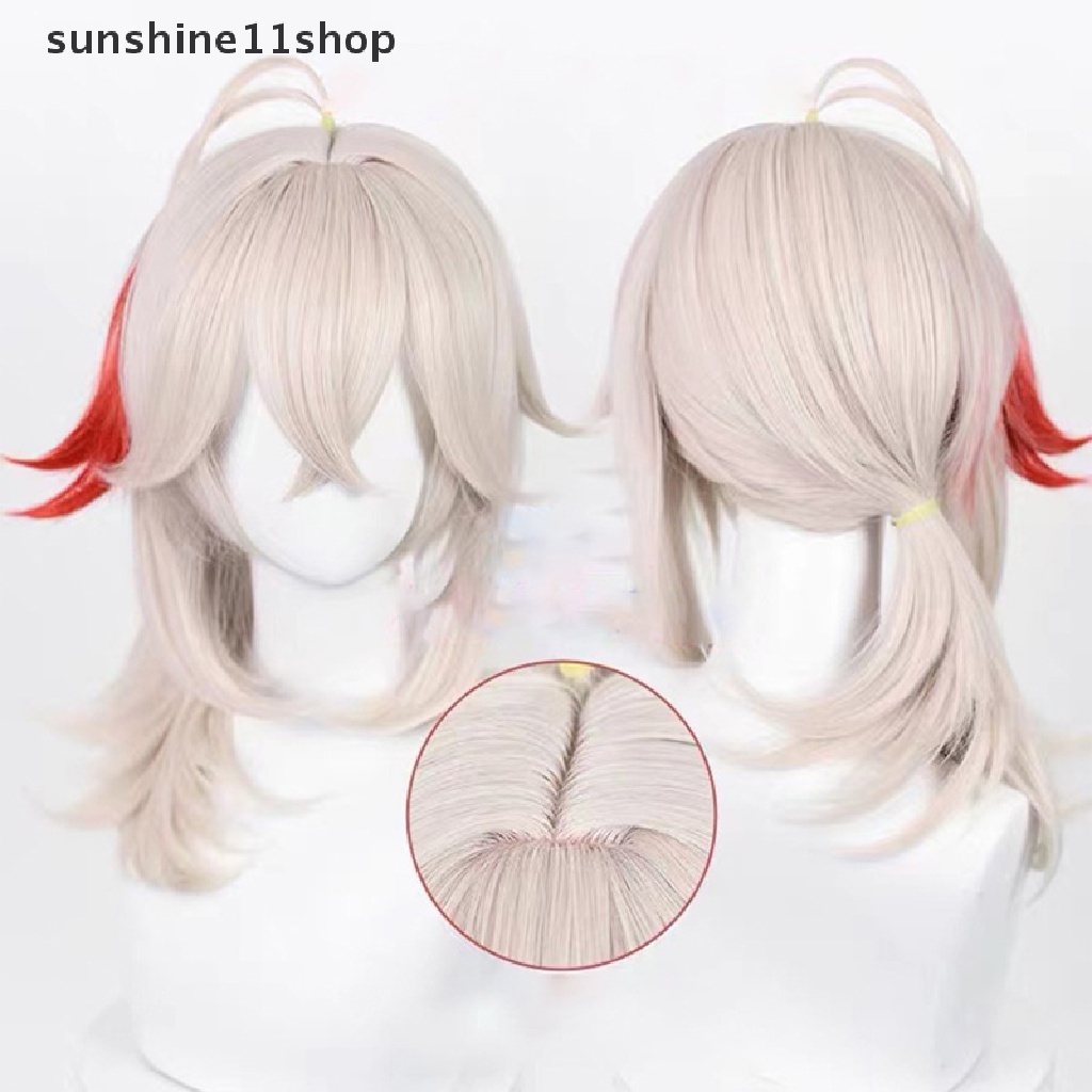 Wig Cosplay SHO Genshin Impact Kazuha Pink Mixed Red Wig Cosplay Anime Cosplay Rambut Palsu N