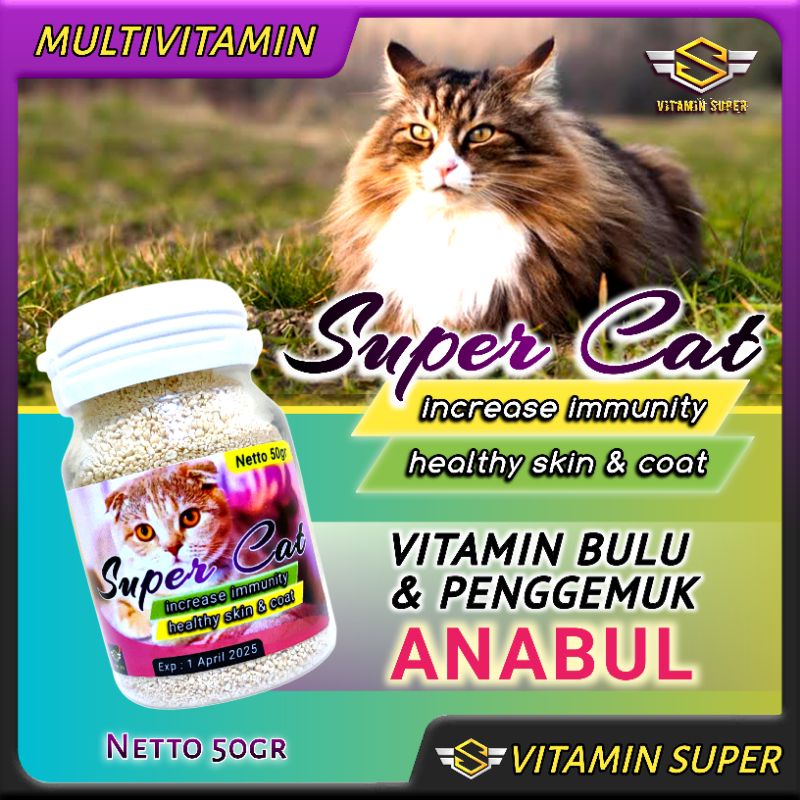 Vitamin Kucing Super Cat | Vitamin Nafsu Makan, Bulu Gembul, Gemukin, Kulit, Pertumbuhan Tulang, Imun Kuat, Flu Berat dan Antivirus dan Antibodi