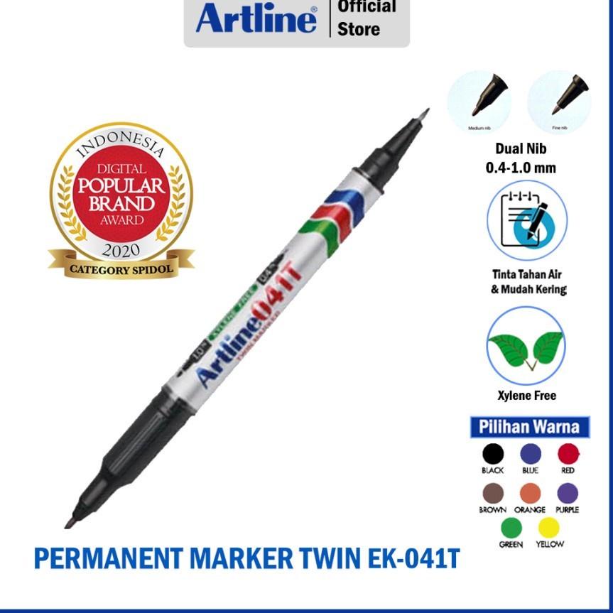 

C89 Spidol Kecil ARTLINE Permanent Twin Marker Anti Air EK-041T STOCK TERBATAS