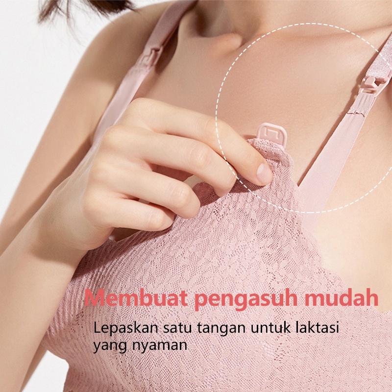 Bra Menyusui Tanpa Kawat Menyusui Bh wanita hamil wireless bahan katun maternity bra WTW2113