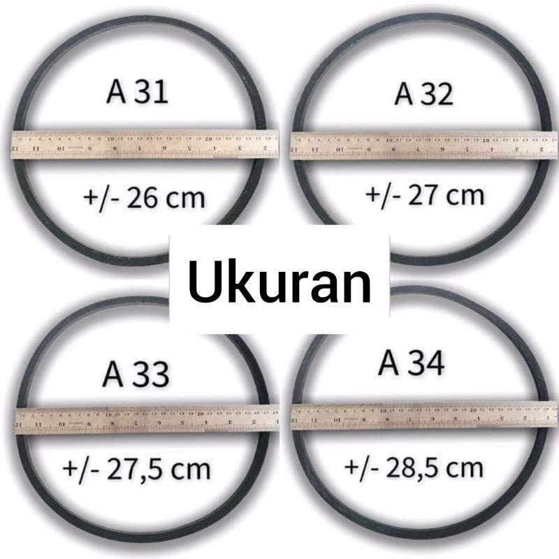 KARET VANBELT / V BELT UNTUK MESIN CUCI LENGKAP SEMUA UKURAN A 19 - 34