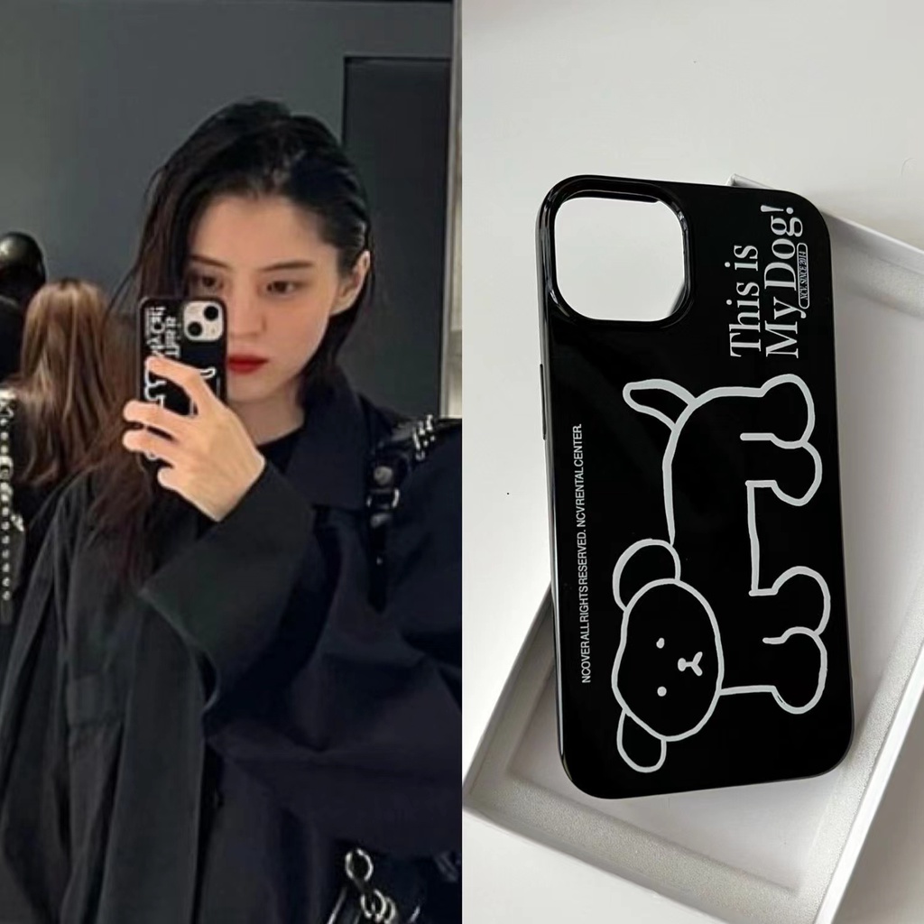 IPHONE Ins Line Puppy Cocok Untuk Iphone14 14pro 14plus 13 13mini 13pro 13prm iPhone12 7Plus 8Plus Xr XS 13 12mini Pro Max Empat Sudut Casing Ponsel Tahan Guncangan