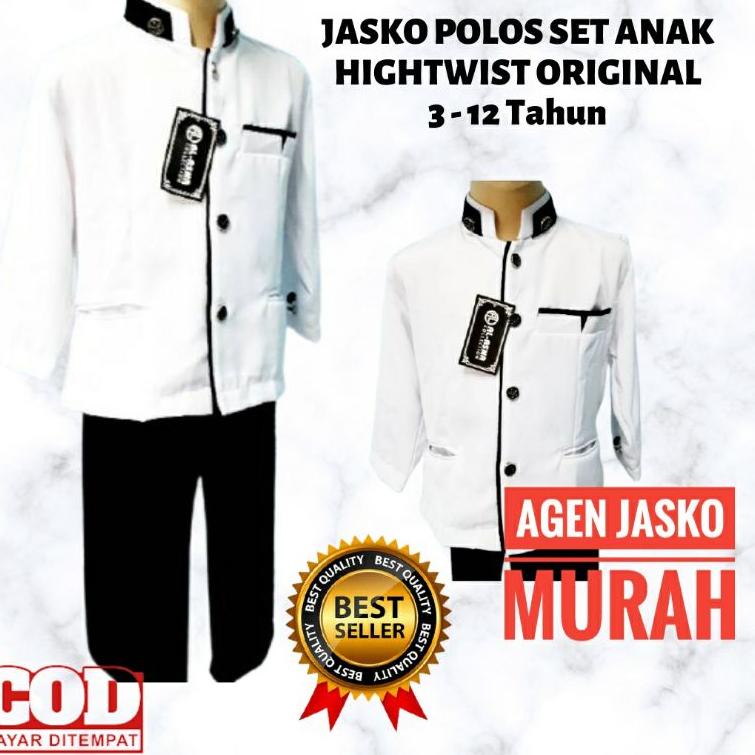 Best Product JASKO ANAK STELAN POLOS / JAS KOKO SETELAN ANAK / BAJU KOKO PUTIH ANAK LAKI LAKI / JASK