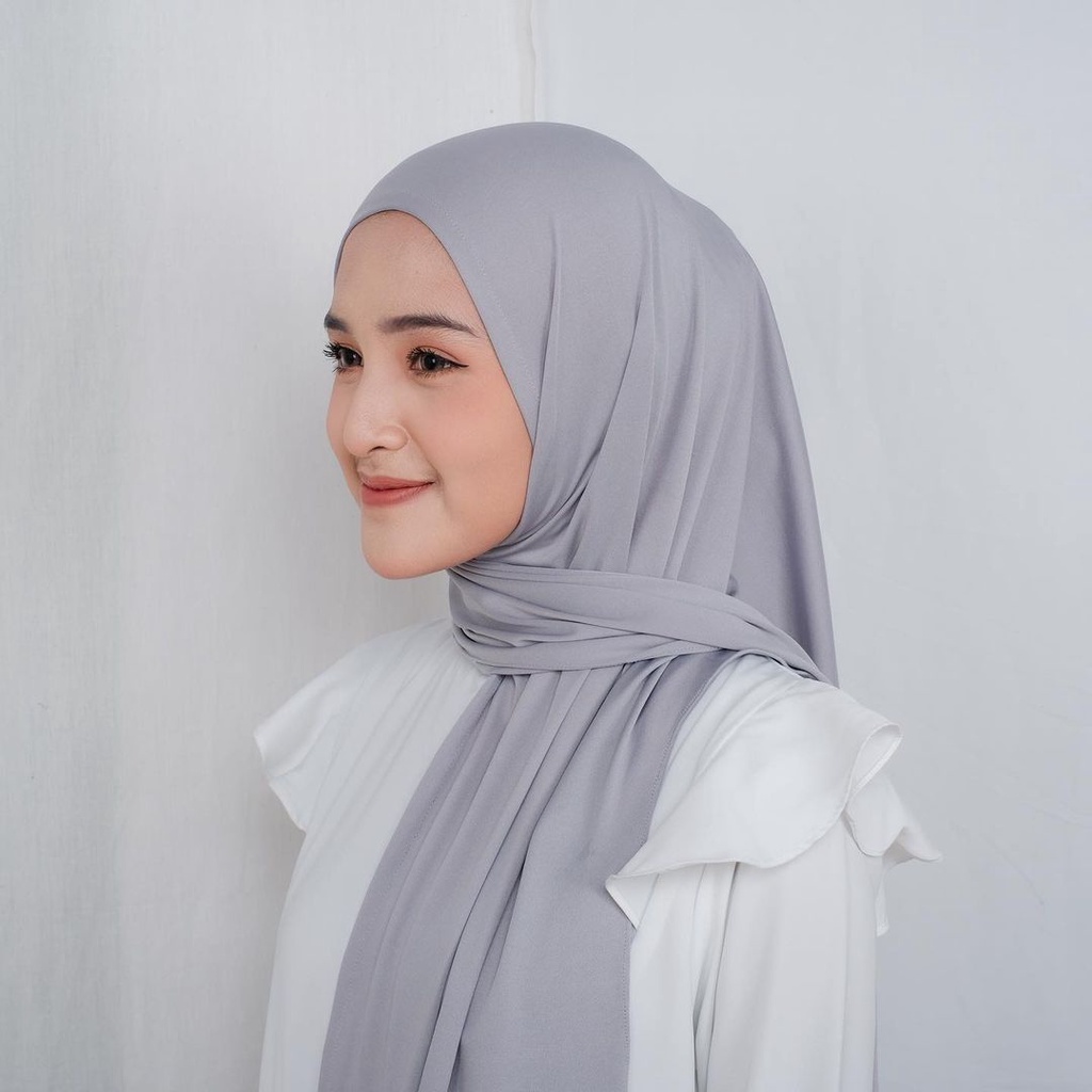 Pashmina Oval Bahan Jersey Premium Warna Misty Grey