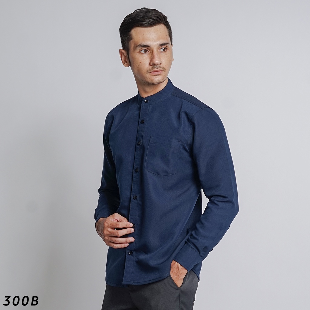 HSRM Kemeja Navy Polos Kerah Shanghai Pria Lengan Panjang OX Shirt 300 B