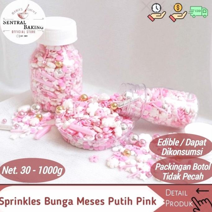 

Sprinkle Kue Bunga Meses Putih Pink / Springkle Kue Springkel Hias Kue