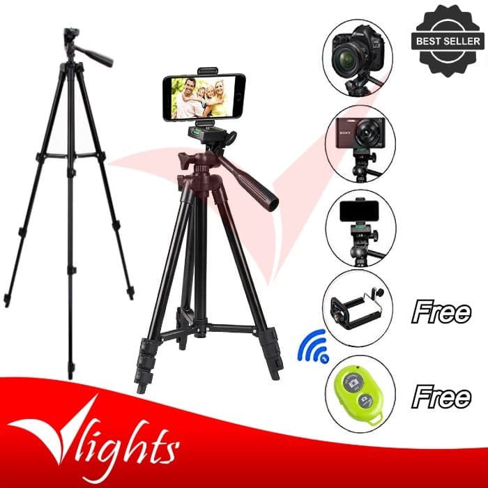 Terlaris Paket Tripod 3210 Black Edition Free Remote Bluetooth Shuter