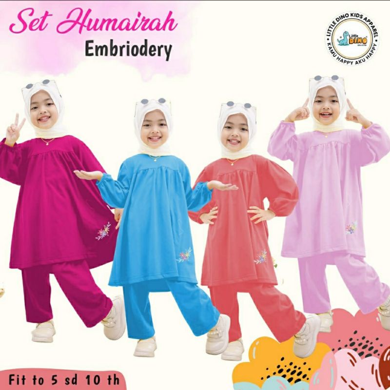5 - 8 Th One set Anak Perempuan Humairah Bordir Little Dino