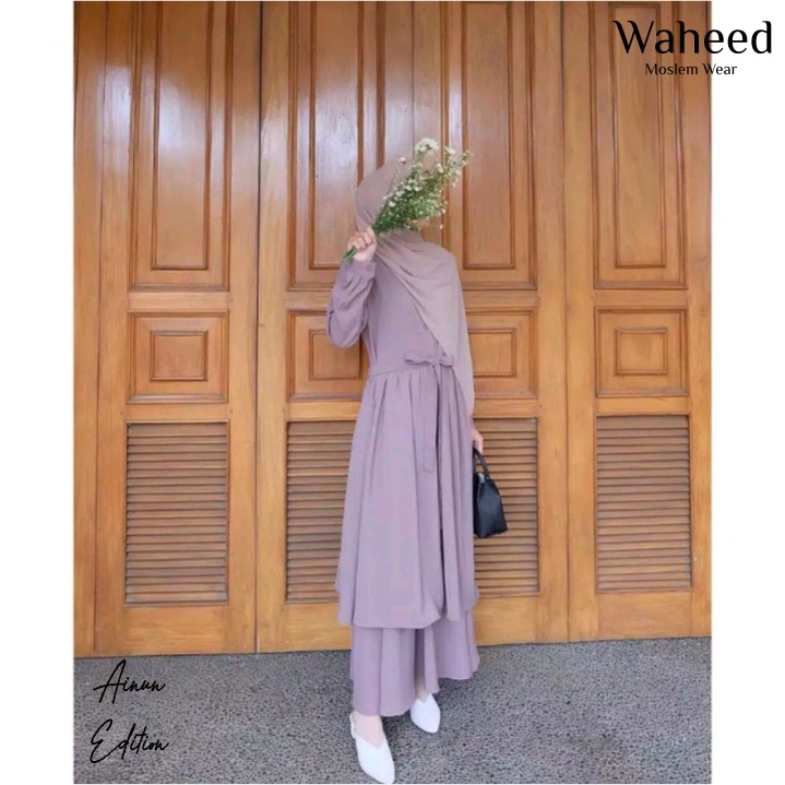 Baju Gamis Syari Wanita Terbaru Ainun Set (Outer+Rok) Termurah