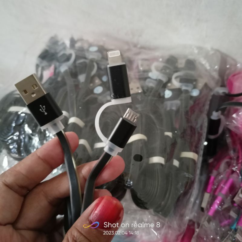 KABEL DATA USB 2IN MICRO DAN IPHONE KABEL DATA