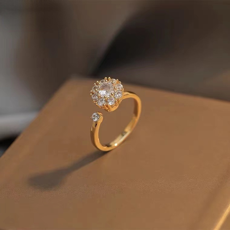 Cincin Berlian Mikro Model Terbuka Dapat Disesuaikan Untuk Hadiah Ulang Tahun