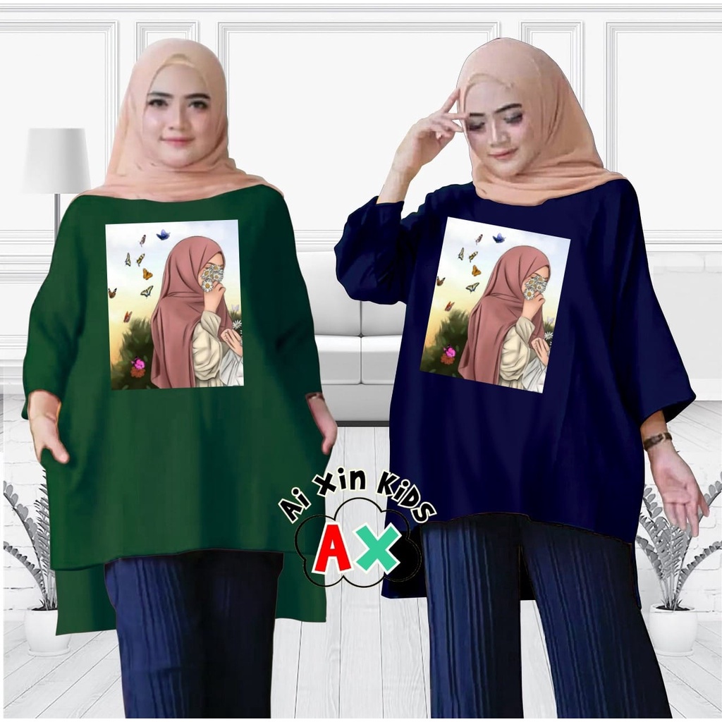 KAOS OVERSIZE HIJAB BUNGA XL /ATASAN TUNIK