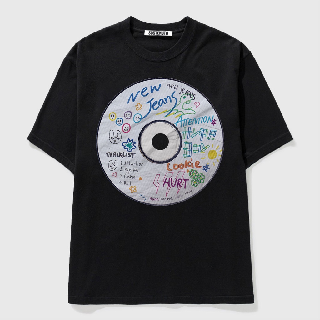 NEWJEANS ATTENTION CD | SOSTENUTO Oversized Black T-Shirt Unisex