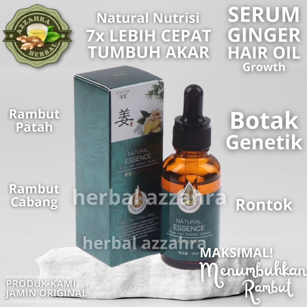 7 x Ginger Germinal Serum Essence Minyak Penumbuh Rambut Botak Brewok 30ml / Penyubur Dari Akar Rambut Jarang Gen Genentik / Zhenxiu Natural Beard Oil