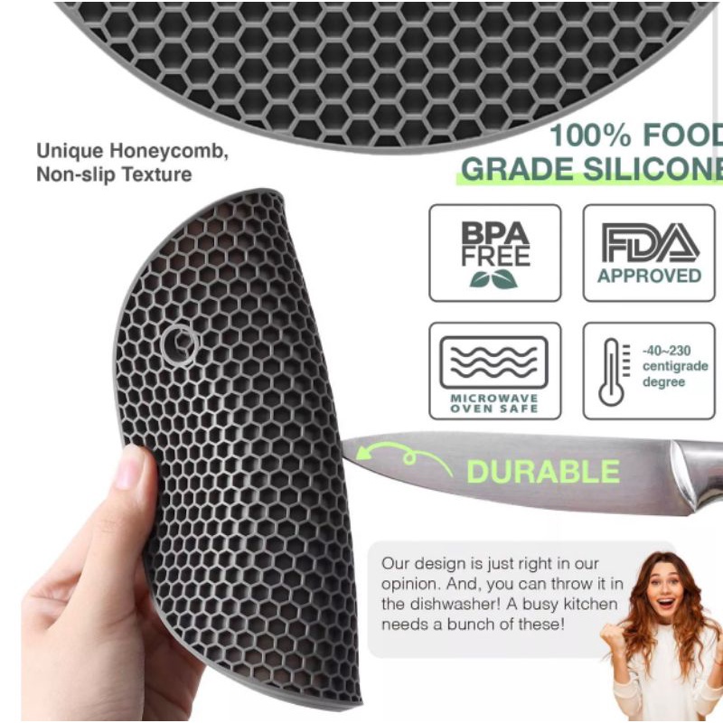 Tatakan Piring Silikon Anti Panas / Tatakan Silicone Bulat