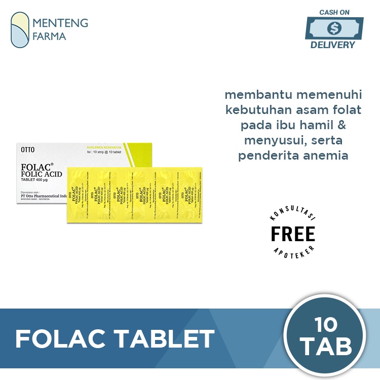 Folac 400 mcg 10 Tablet - Suplementasi Asam Folat Ibu Hamil / Menyusui