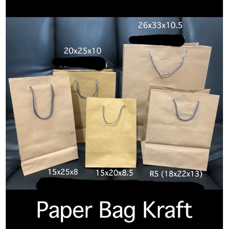 12PCS Paper Bag Kraft / Tas Kertas Coklat / PaperBag / Tas Kraf/ Tempat kado bingkisan / Harga Per Lusin