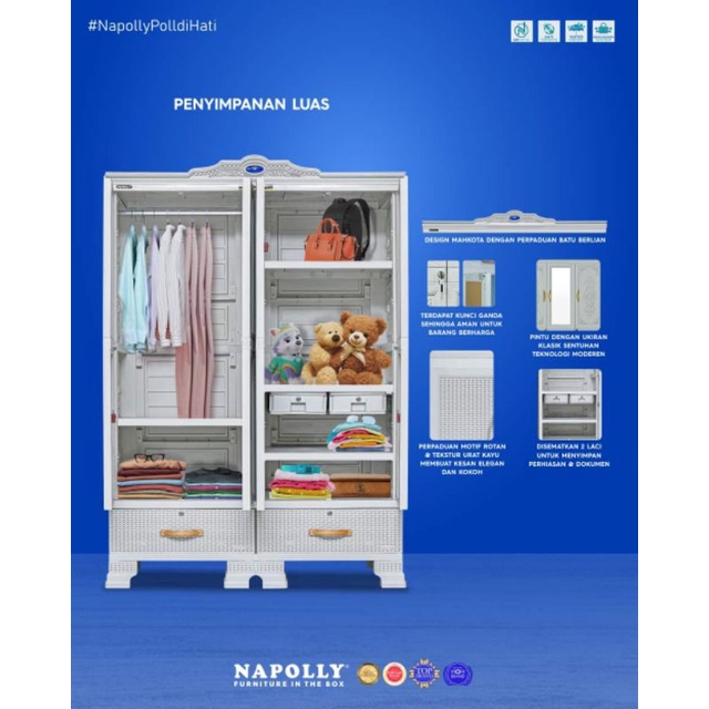 RK lemari pakaian napolly 4pintu minimalis CABRO 466.22.DK