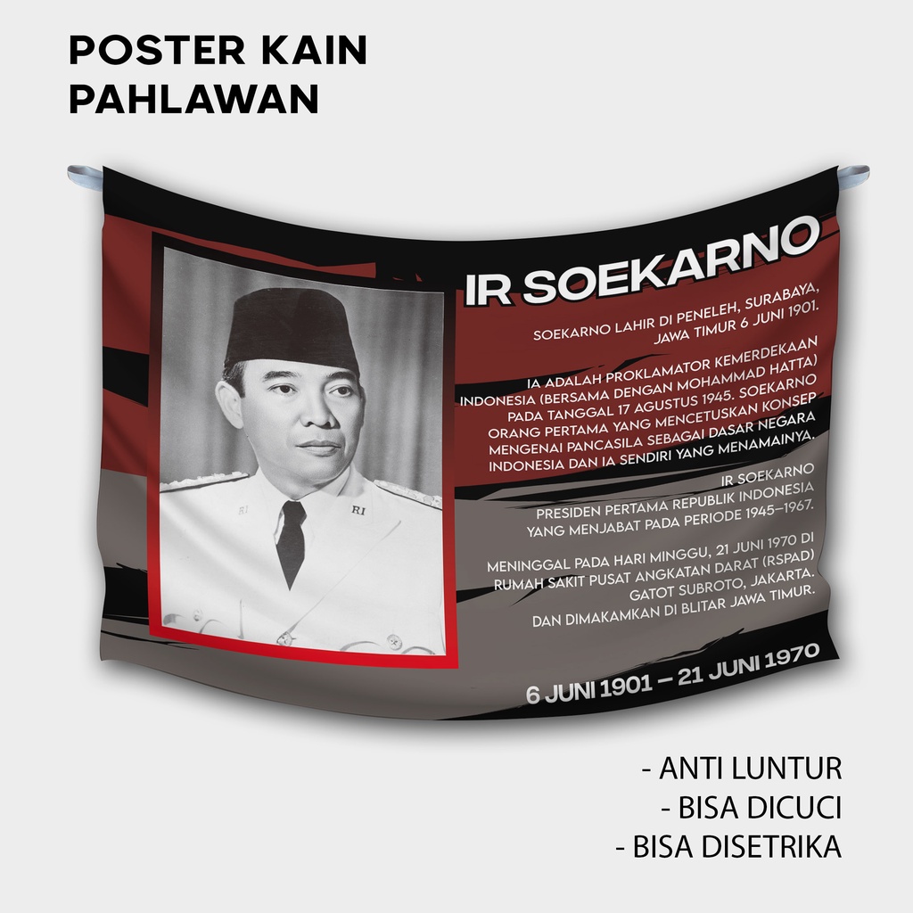 POSTER KAIN TOKOH PAHLAWAN NASIONAL IR SOEKARNO