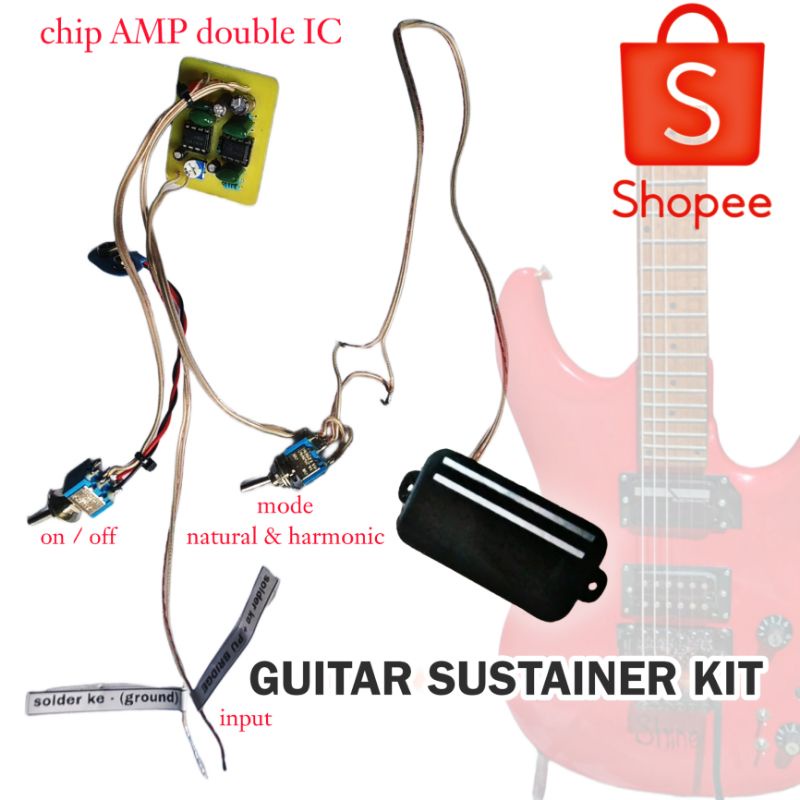 RK pickup sustainer gitar kit alat pemanjang sustain nada gitar 2 mode natural harmonic for Ibanez