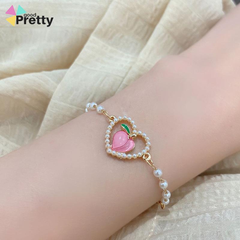 Gelang Hati Persik Simulasi Persik Manis Musim Panas Berlapis Emas Sweet - PD